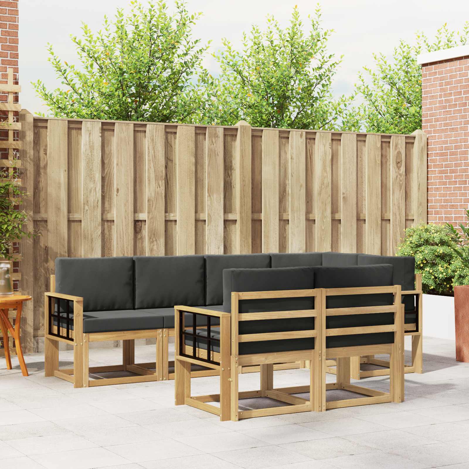 Outdoor-Sofagarnitur 7 pcs Weiß und Anthrazit Polyester