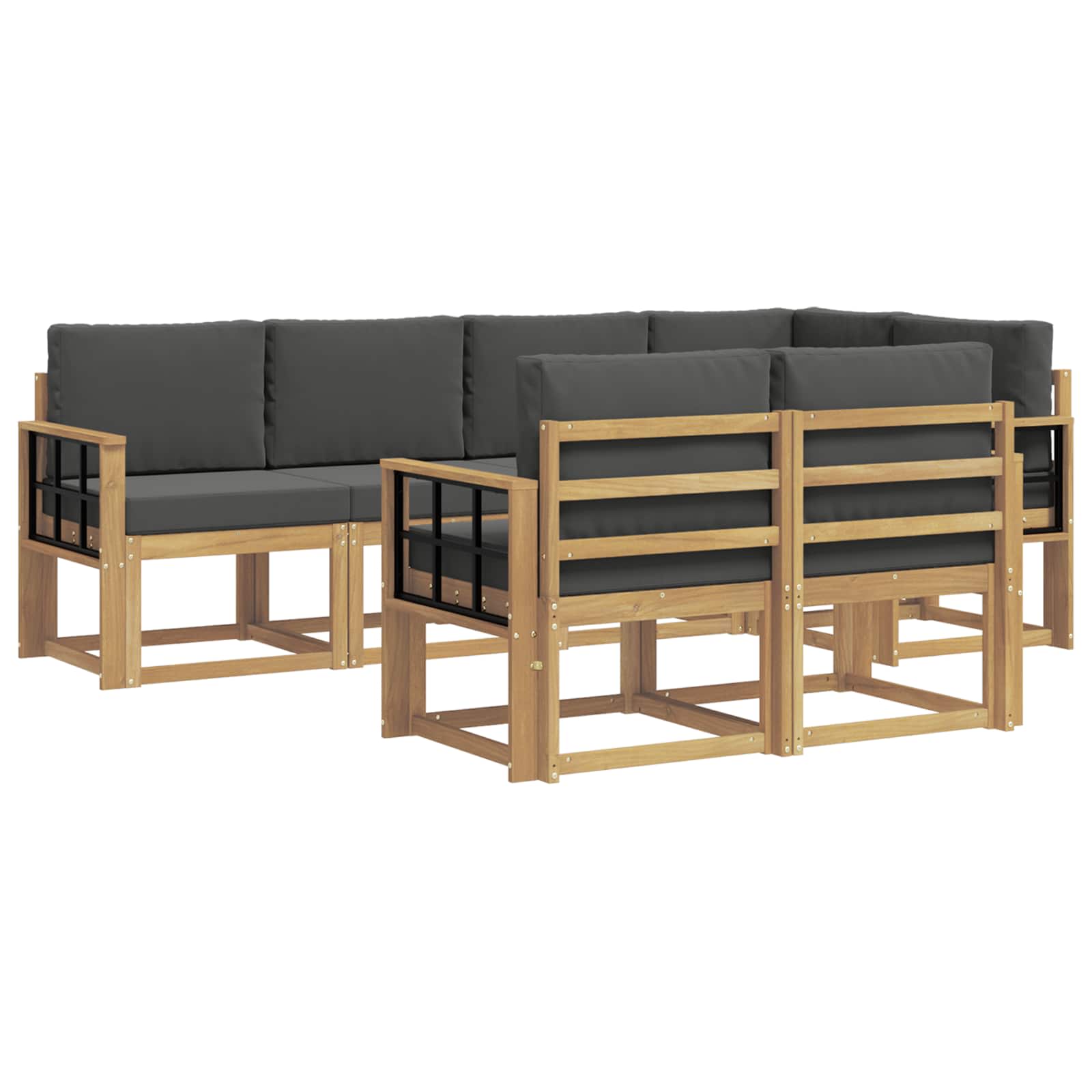 Outdoor-Sofagarnitur 7 pcs Weiß und Anthrazit Polyester
