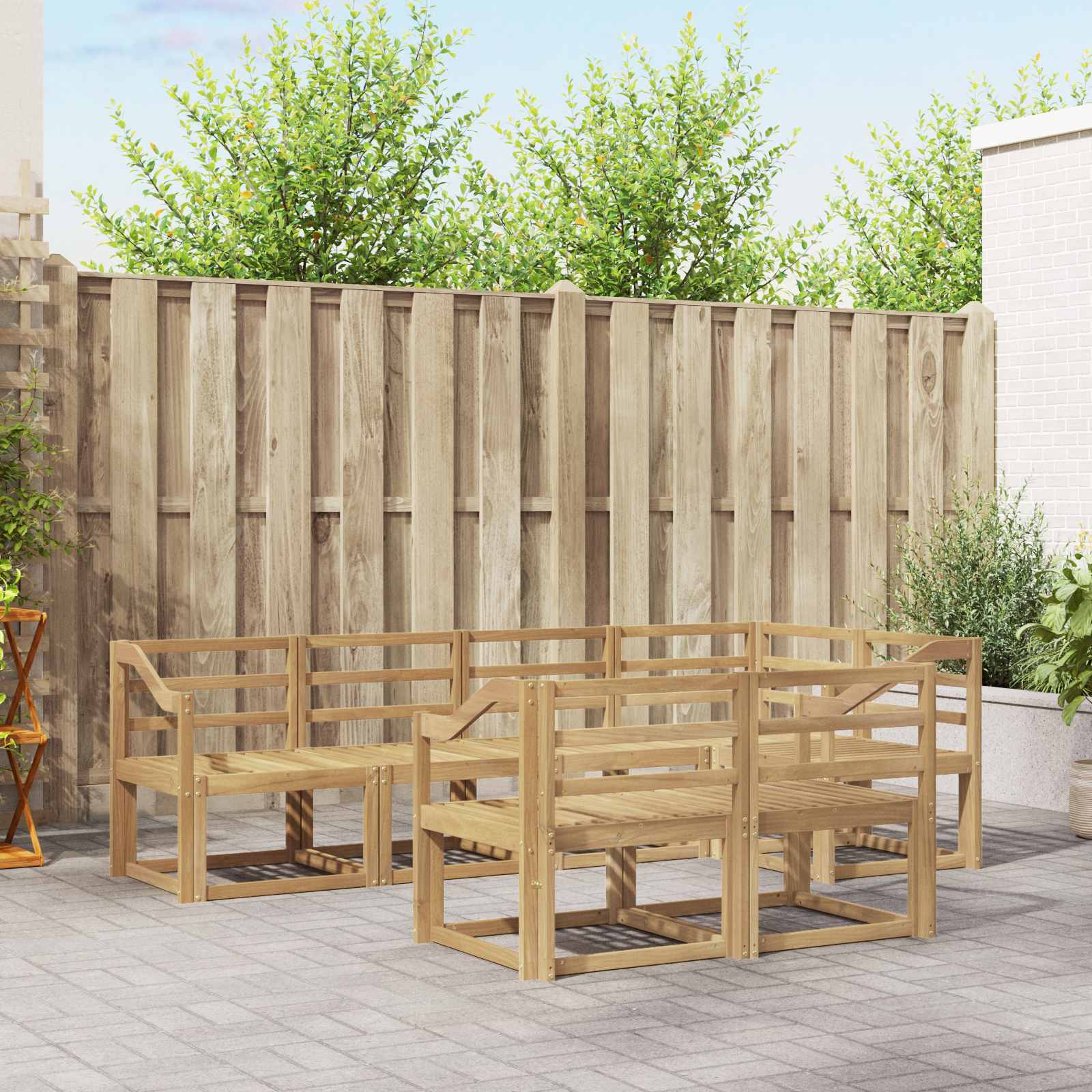 Outdoor-Sofagarnitur 7 pcs Weiß Massivholz Akazie