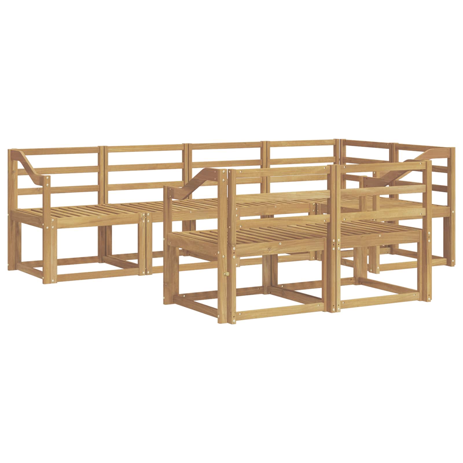 Outdoor-Sofagarnitur 7 pcs Weiß Massivholz Akazie