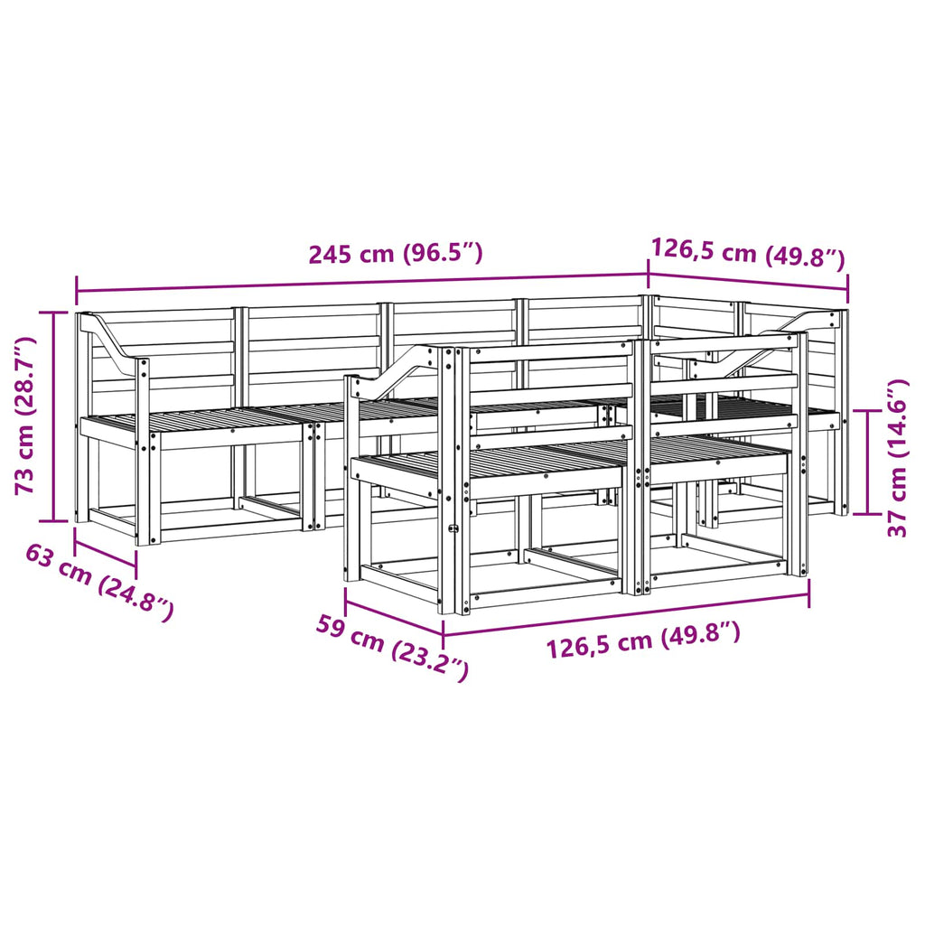 Outdoor-Sofagarnitur 7 pcs Weiß Massivholz Akazie