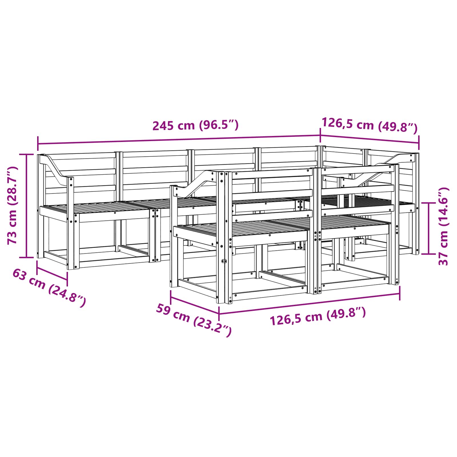 Outdoor-Sofagarnitur 7 pcs Weiß Massivholz Akazie