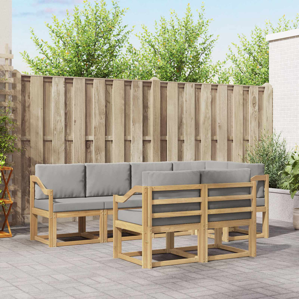 Outdoor-Sofagarnitur mit Kissen 7 pcs Weiß und Hellgrau