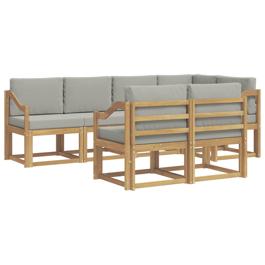 Outdoor-Sofagarnitur mit Kissen 7 pcs Weiß und Hellgrau