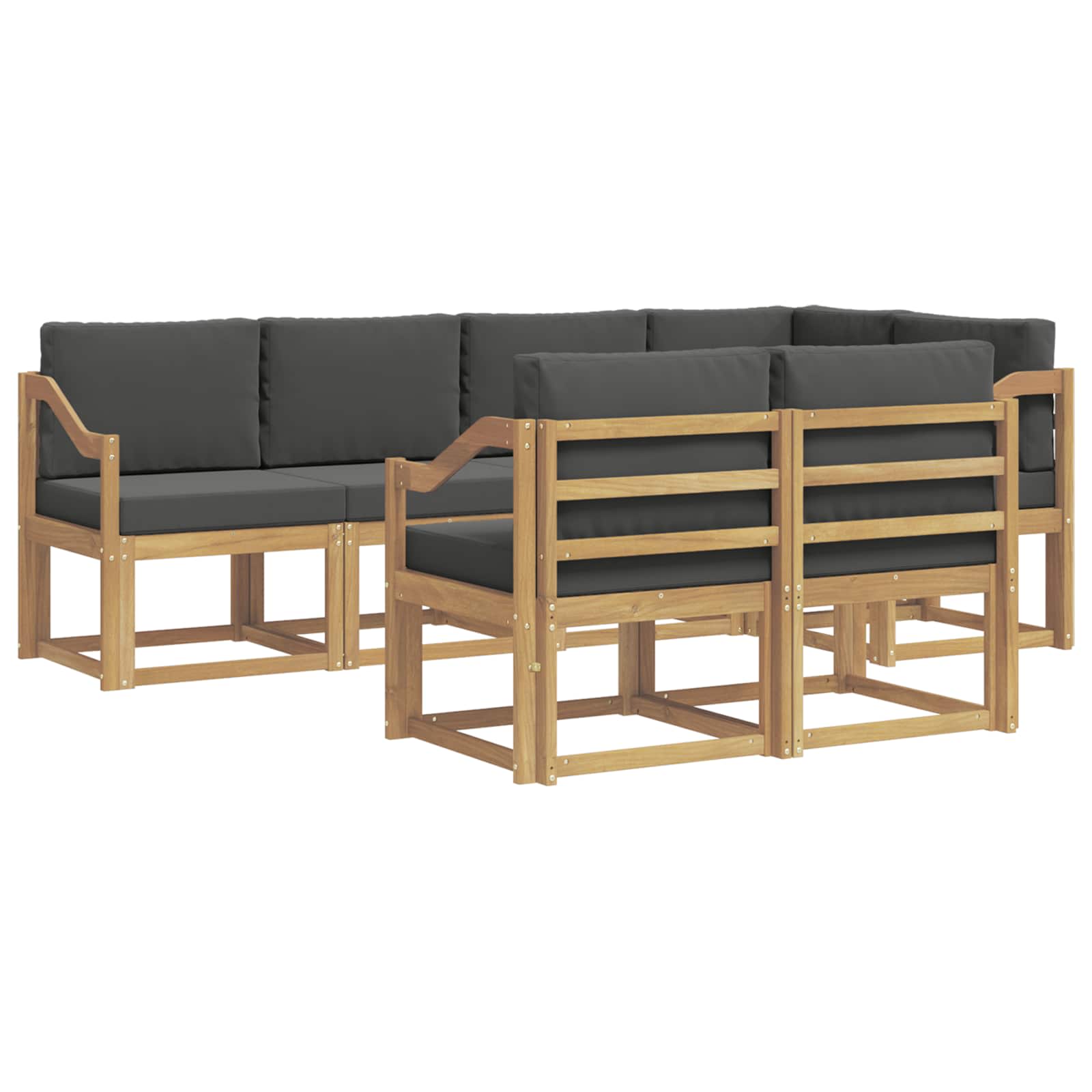 Outdoor-Sofagarnitur 7 pcs Weiß und Anthrazit Polyester