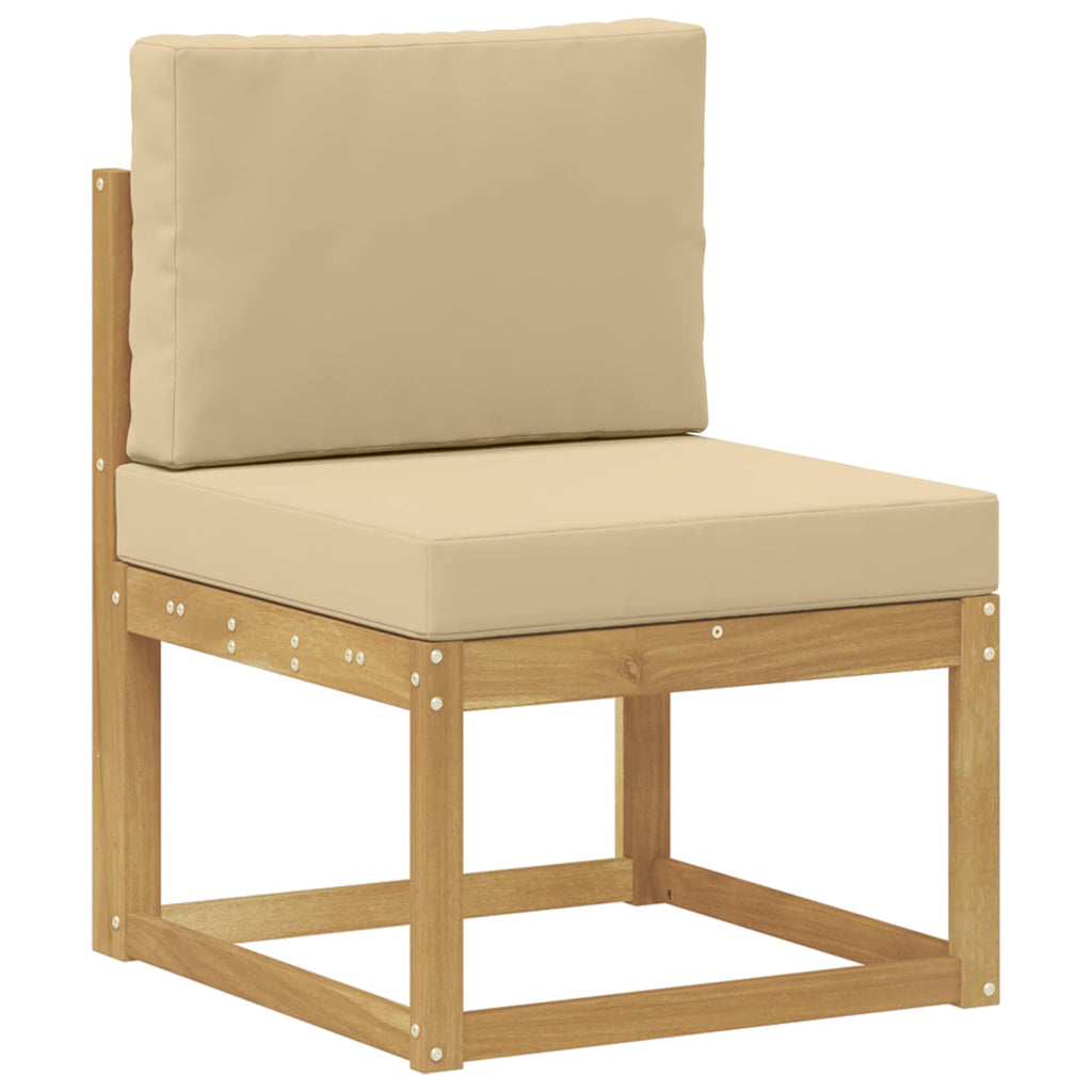Outdoor-Sofagarnitur mit Kissen 7 pcs Weiß und Beige Polyester