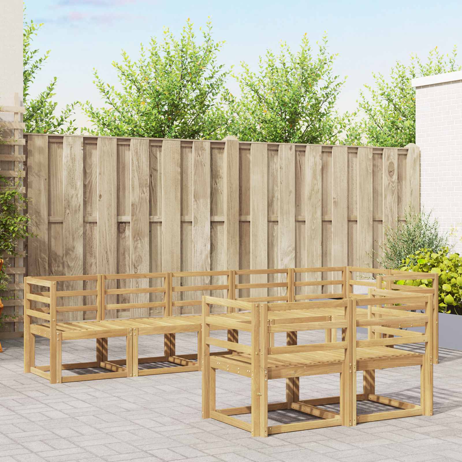 Outdoor-Sofagarnitur 8 pcs Weiß Massivholz Akazie