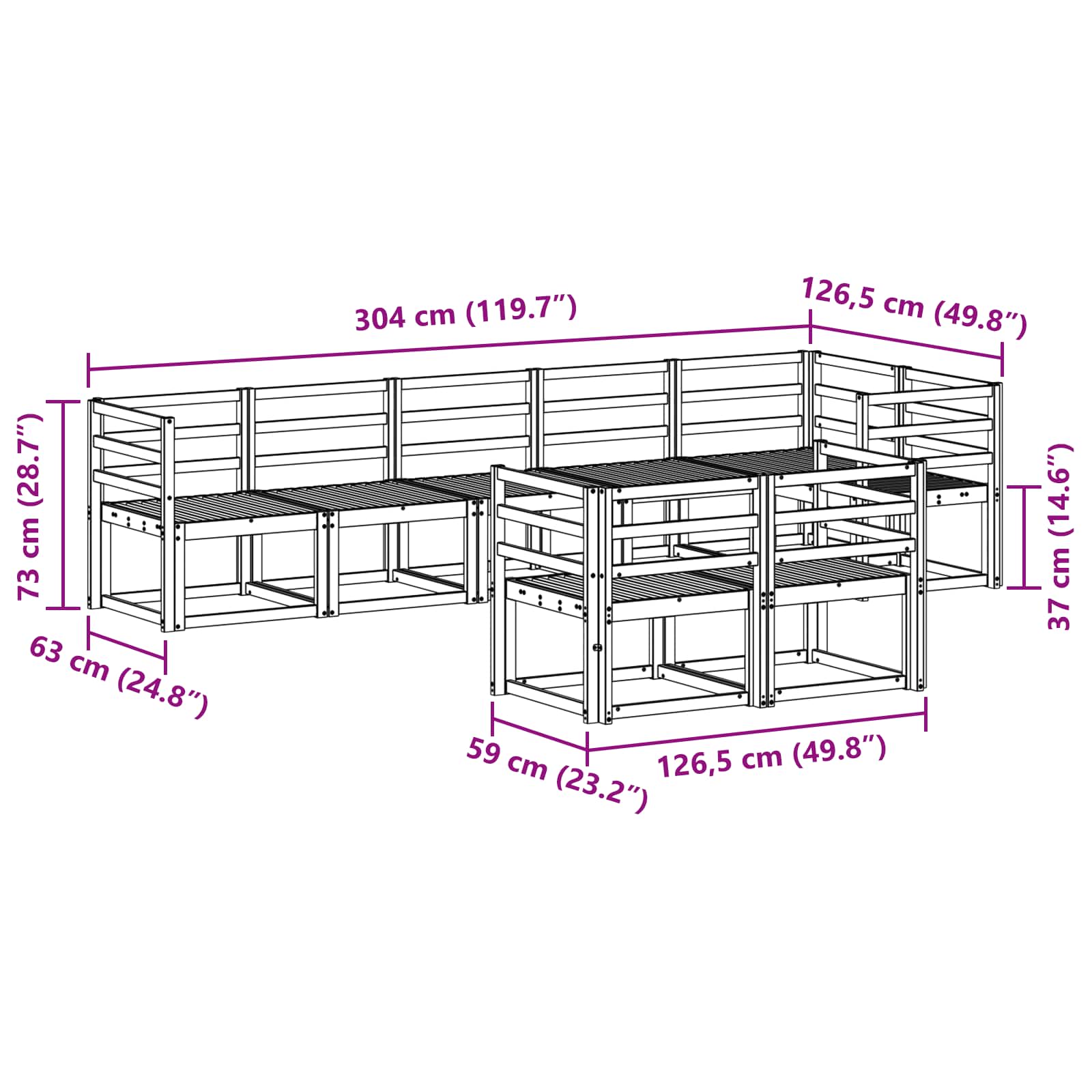 Outdoor-Sofagarnitur 8 pcs Weiß Massivholz Akazie
