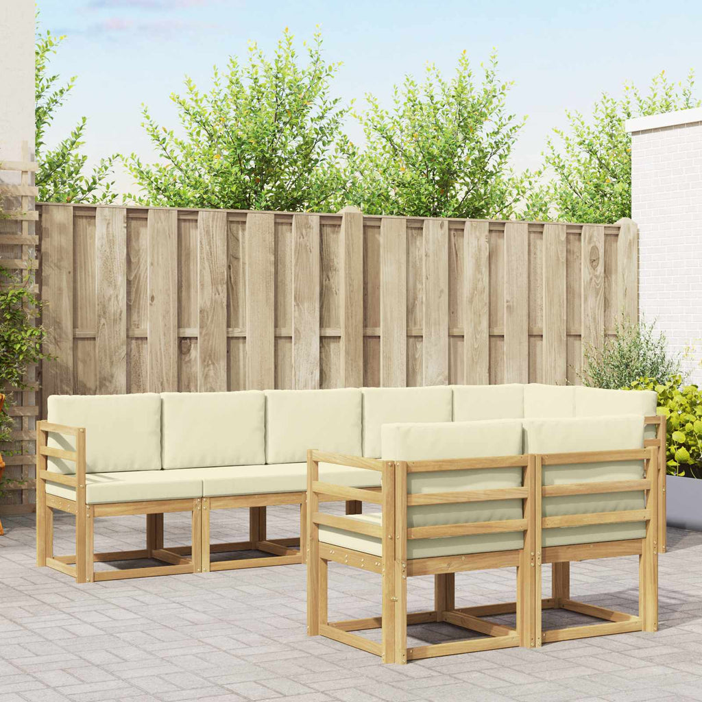 Outdoor-Sofagarnitur mit Kissen 8 pcs Weiß und Creme Polyester