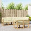 Outdoor-Sofagarnitur mit Kissen 8 pcs Weiß und Creme Polyester