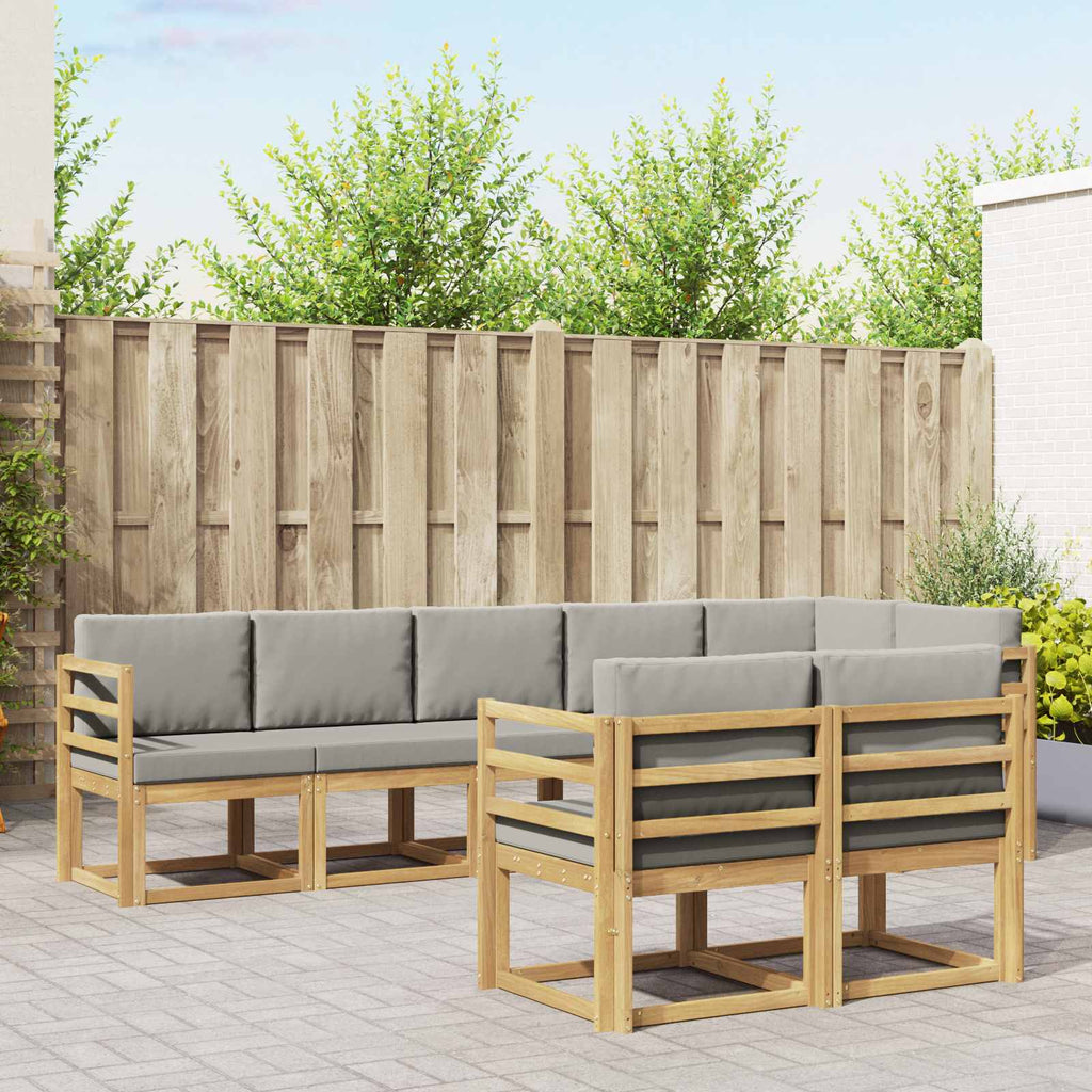 Outdoor-Sofagarnitur mit Kissen 8 pcs Weiß und Hellgrau