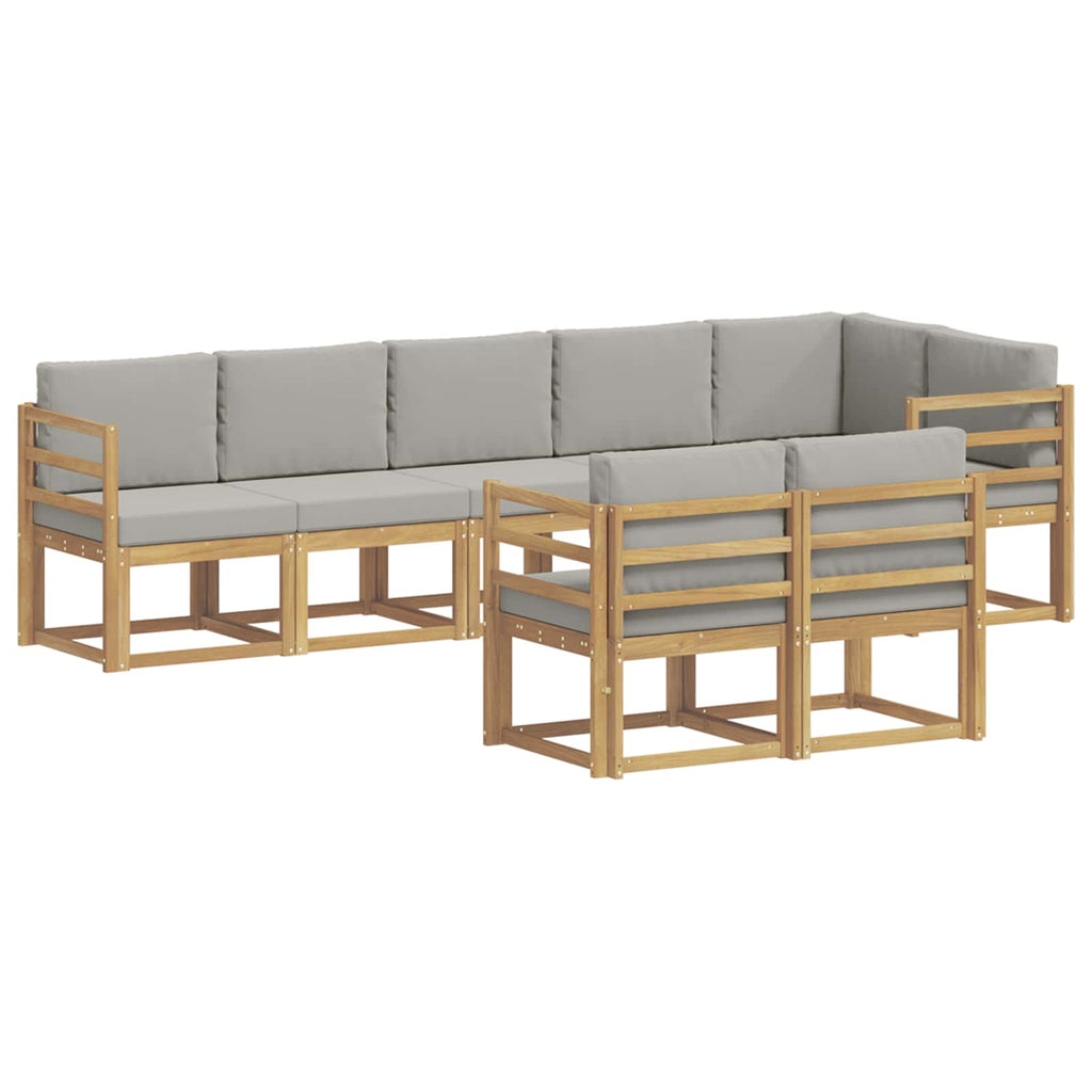 Outdoor-Sofagarnitur mit Kissen 8 pcs Weiß und Hellgrau
