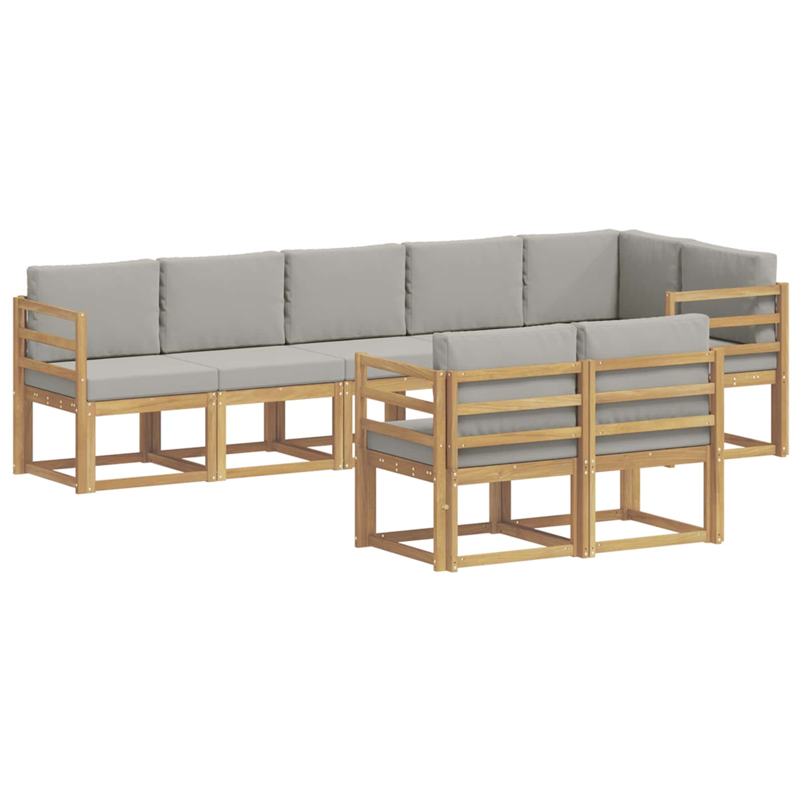 Outdoor-Sofagarnitur mit Kissen 8 pcs Weiß und Hellgrau