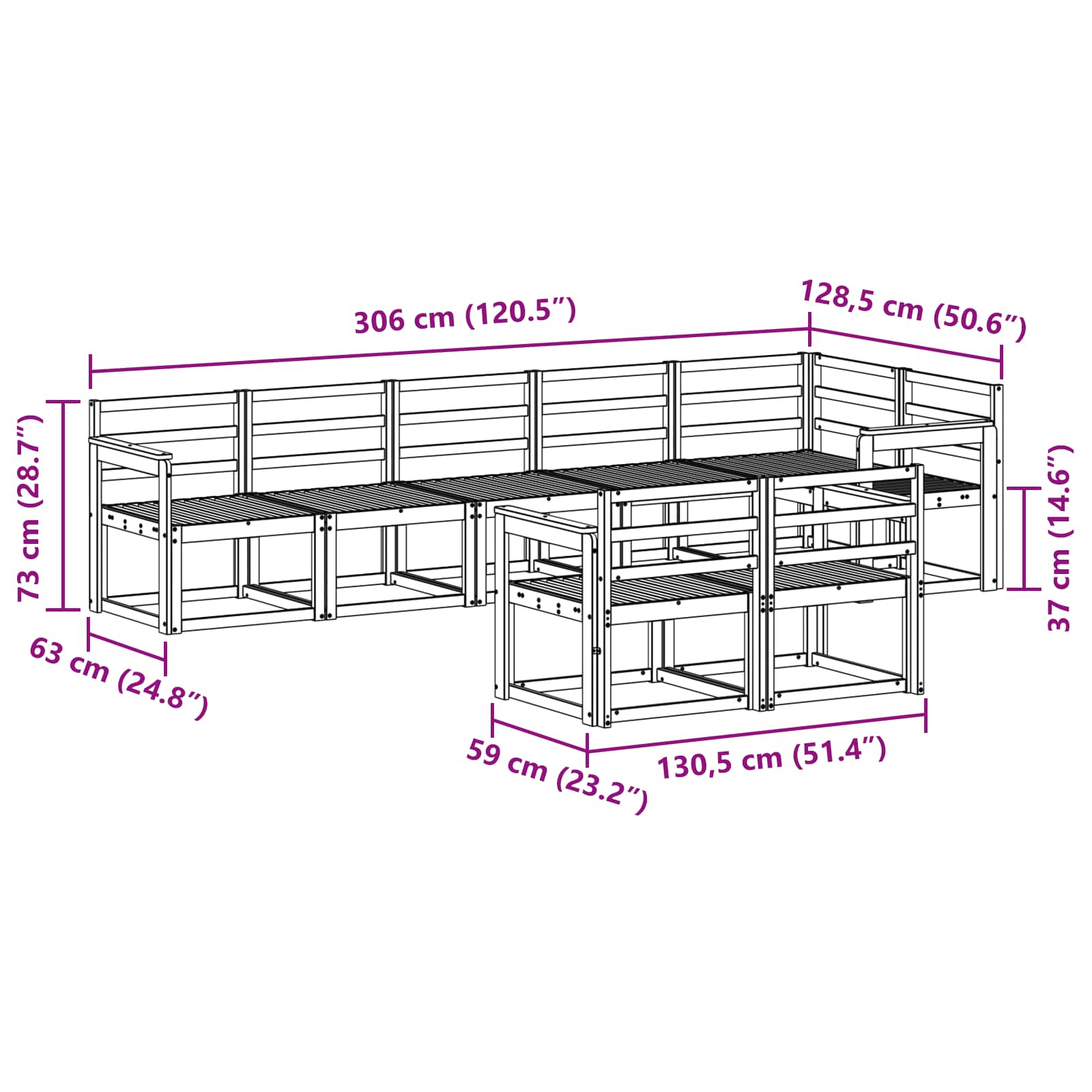 Outdoor-Sofagarnitur 8 pcs Weiß Massivholz Akazie