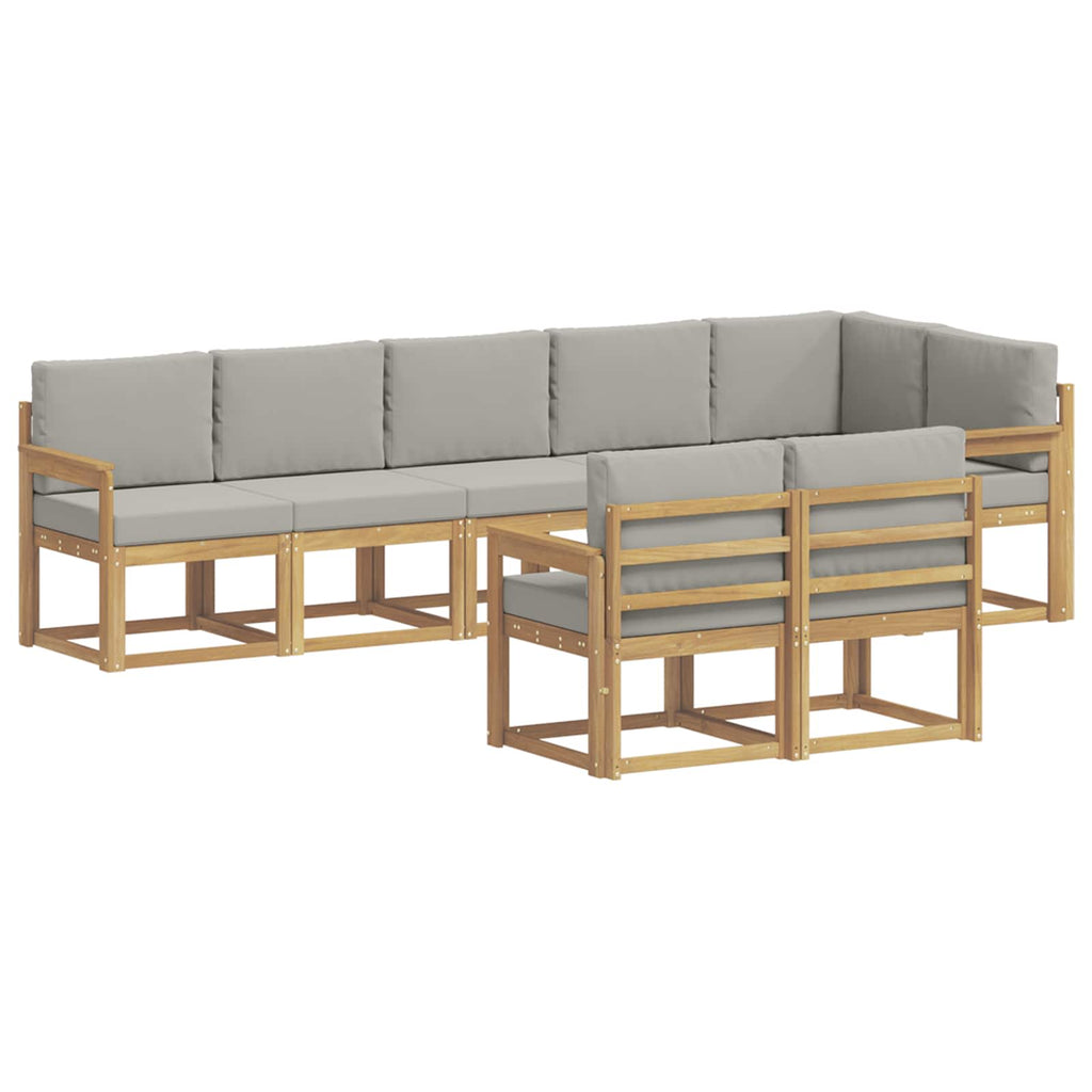 Outdoor-Sofagarnitur mit Kissen 8 pcs Weiß und Hellgrau