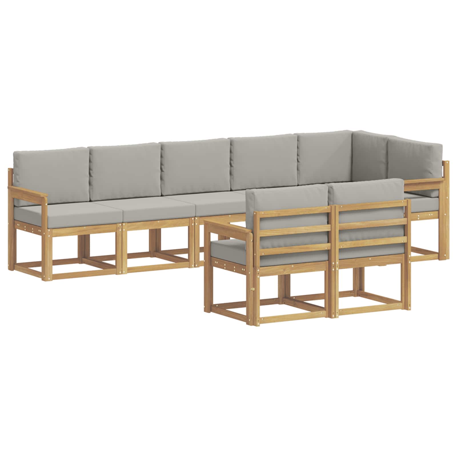 Outdoor-Sofagarnitur mit Kissen 8 pcs Weiß und Hellgrau