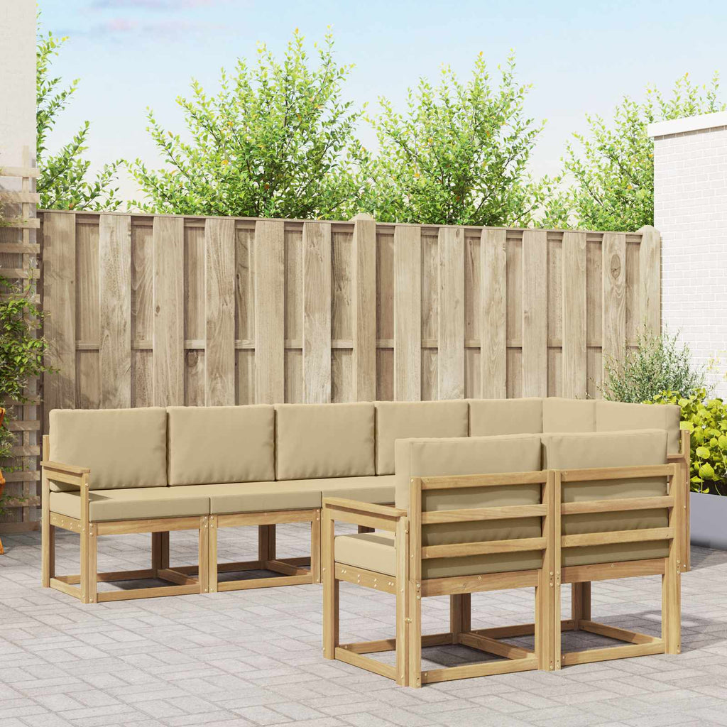 Outdoor-Sofagarnitur mit Kissen 8 pcs Weiß und Beige Polyester