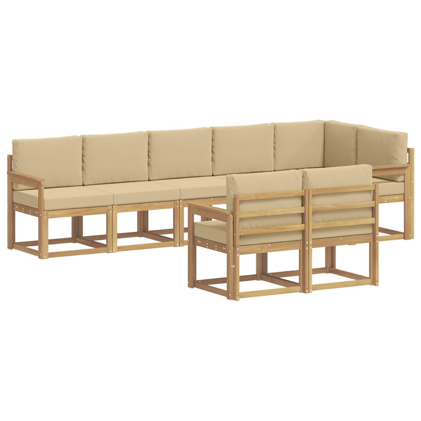 Outdoor-Sofagarnitur mit Kissen 8 pcs Weiß und Beige Polyester