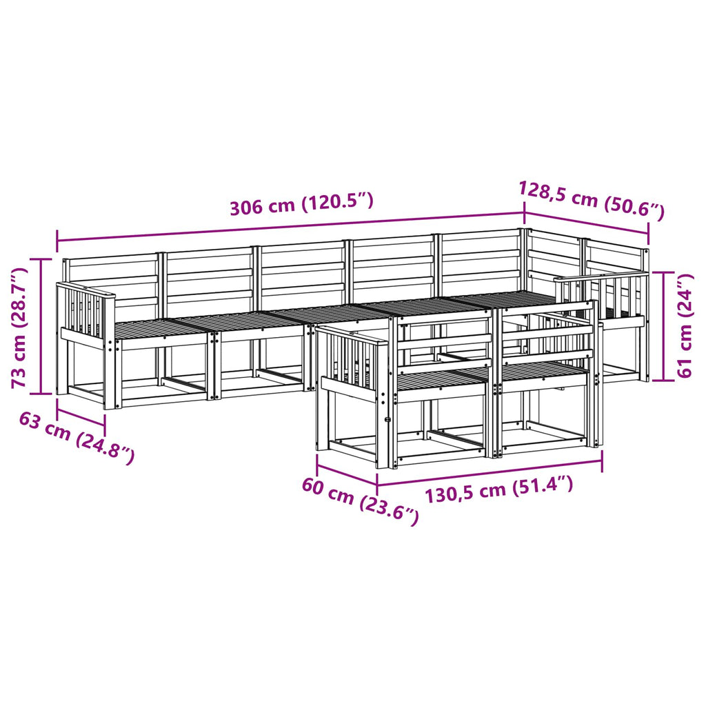 Outdoor-Sofagarnitur 8 pcs Weiß Massivholz Akazie