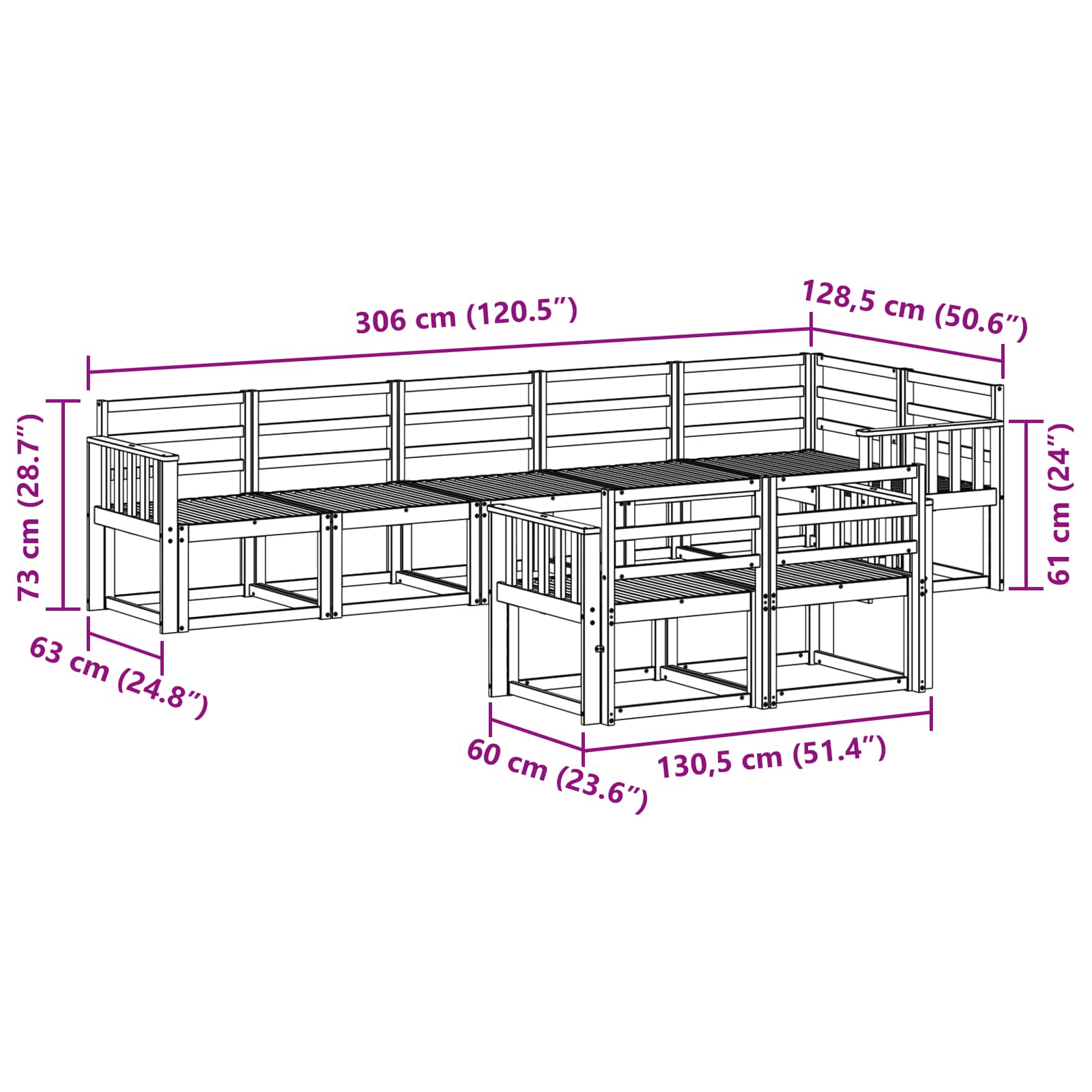 Outdoor-Sofagarnitur 8 pcs Weiß Massivholz Akazie