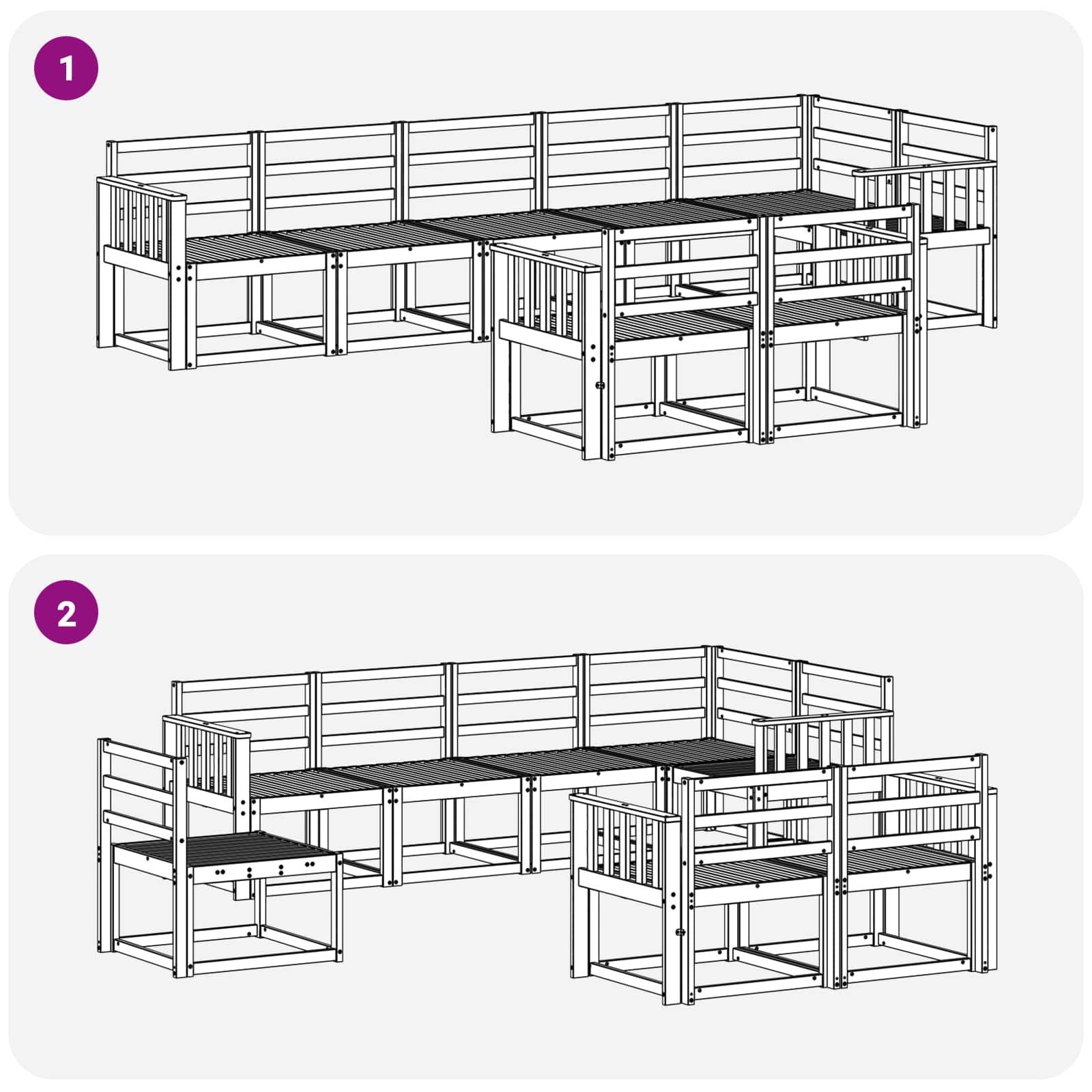 Outdoor-Sofagarnitur 8 pcs Weiß Massivholz Akazie