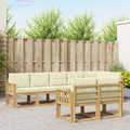 Outdoor-Sofagarnitur mit Kissen 8 pcs Weiß und Creme Polyester