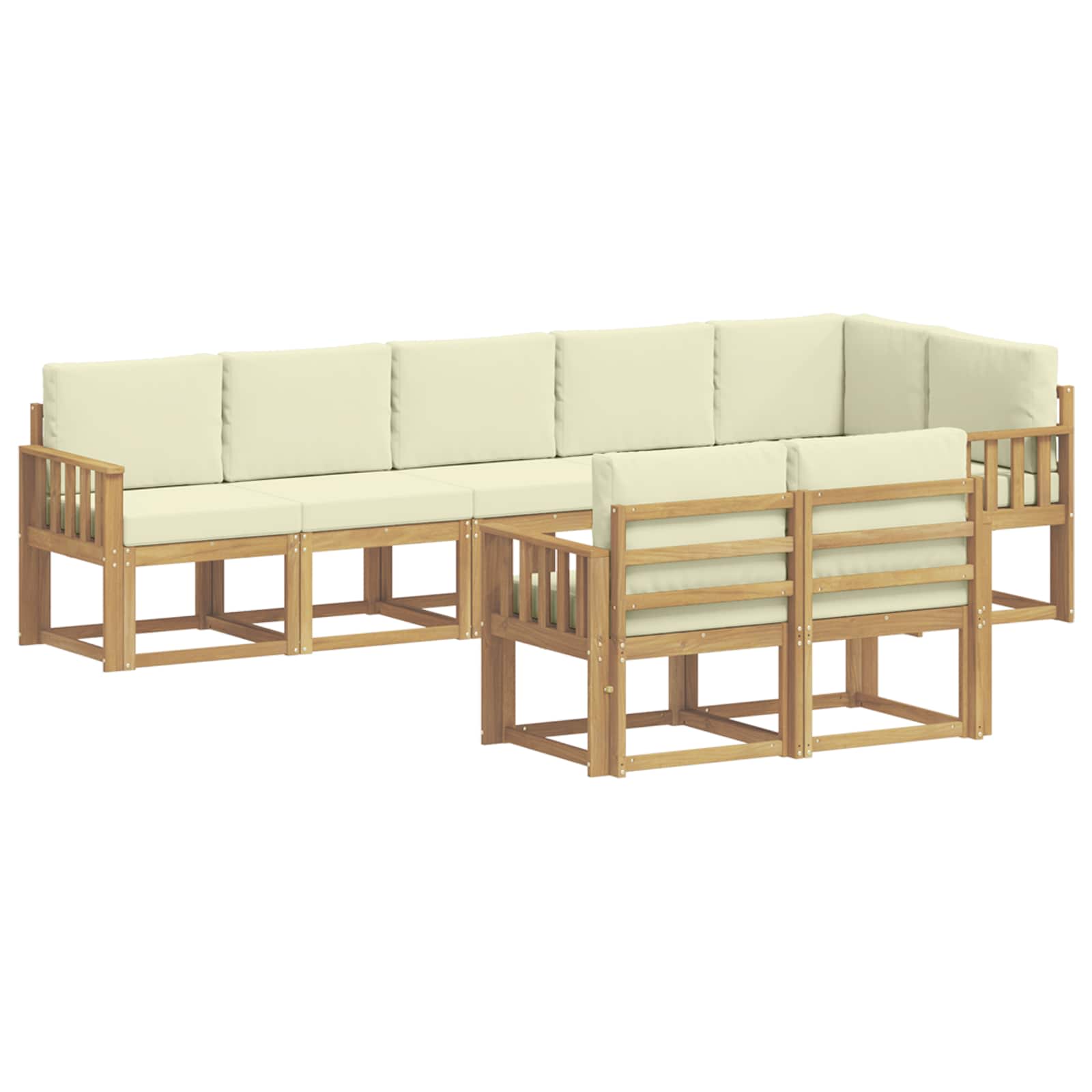 Outdoor-Sofagarnitur mit Kissen 8 pcs Weiß und Creme Polyester