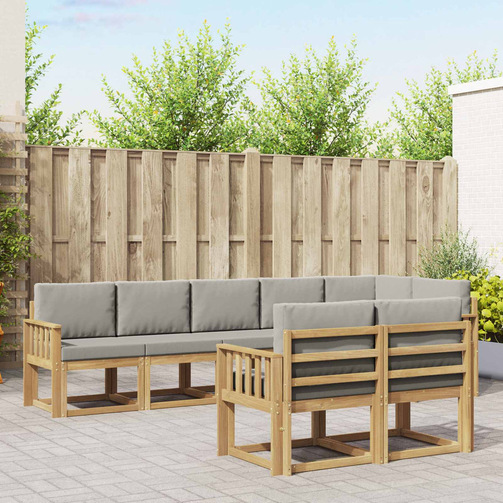 Outdoor-Sofagarnitur mit Kissen 8 pcs Weiß und Hellgrau