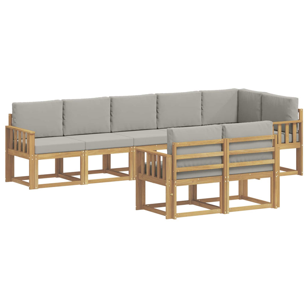 Outdoor-Sofagarnitur mit Kissen 8 pcs Weiß und Hellgrau