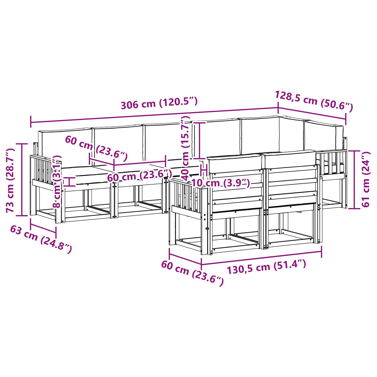 Outdoor-Sofagarnitur mit Kissen 8 pcs Weiß und Hellgrau