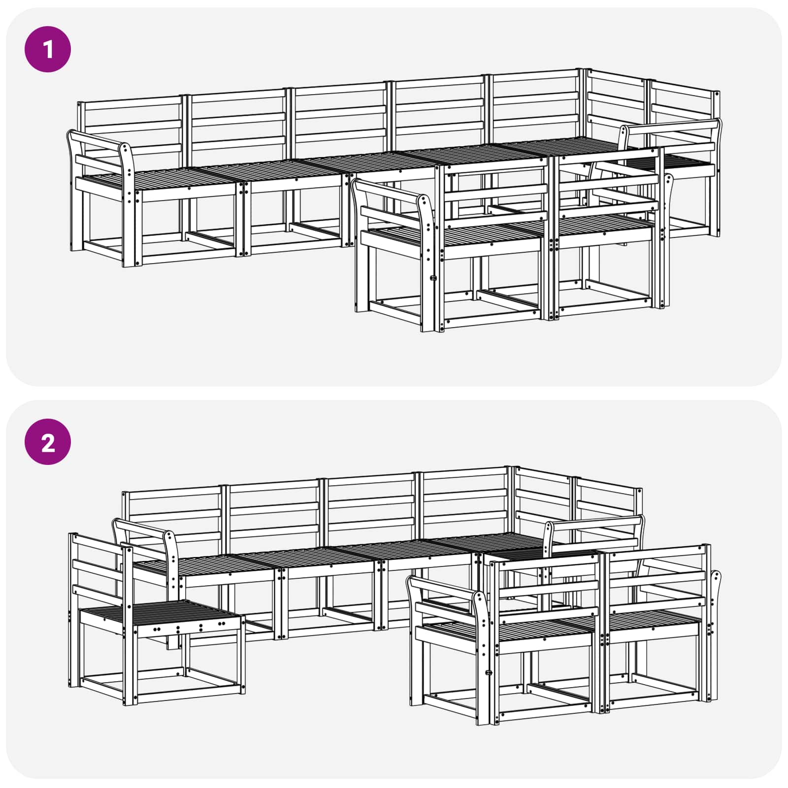 Outdoor-Sofagarnitur 8 pcs Weiß Massivholz Akazie
