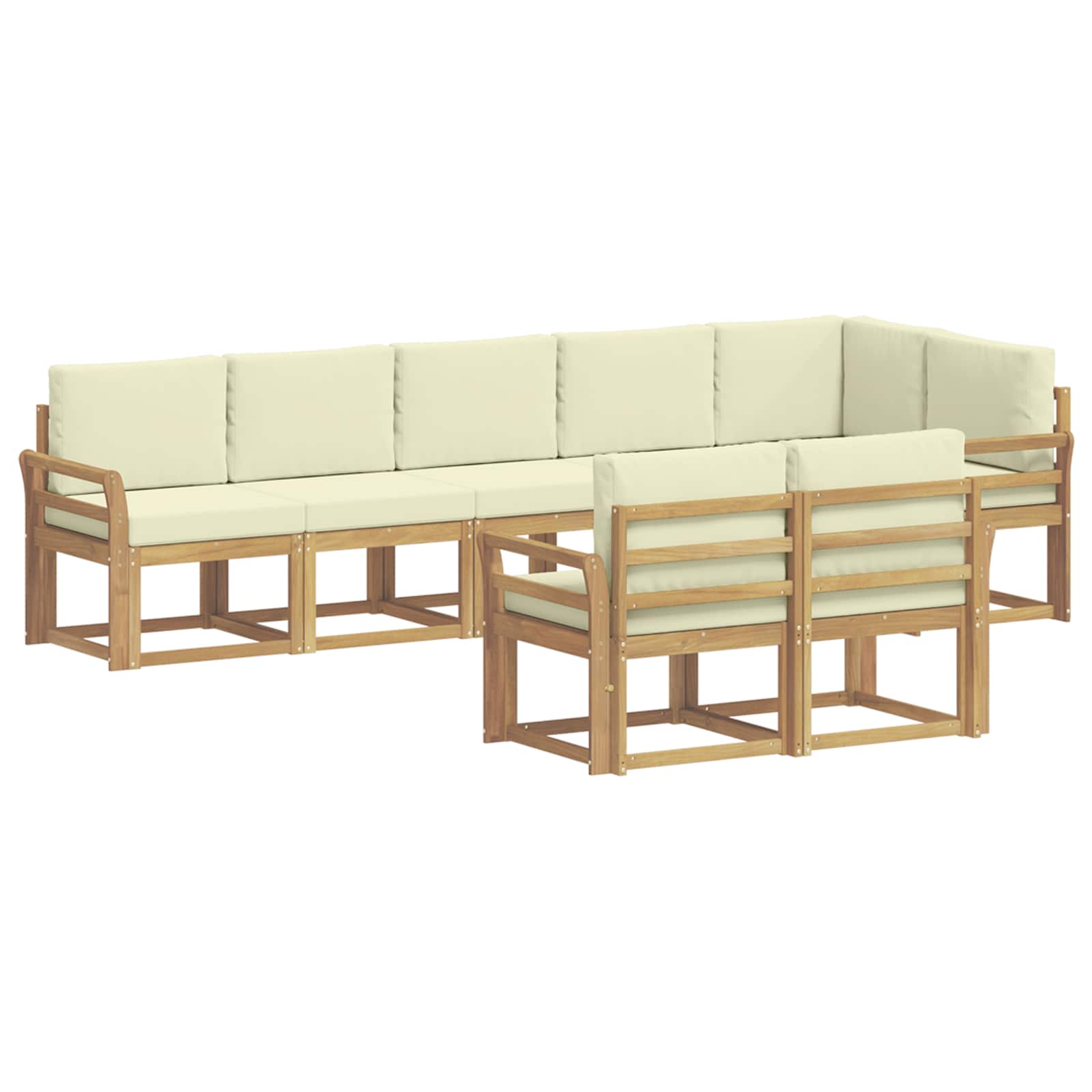 Outdoor-Sofagarnitur mit Kissen 8 pcs Weiß und Creme Polyester