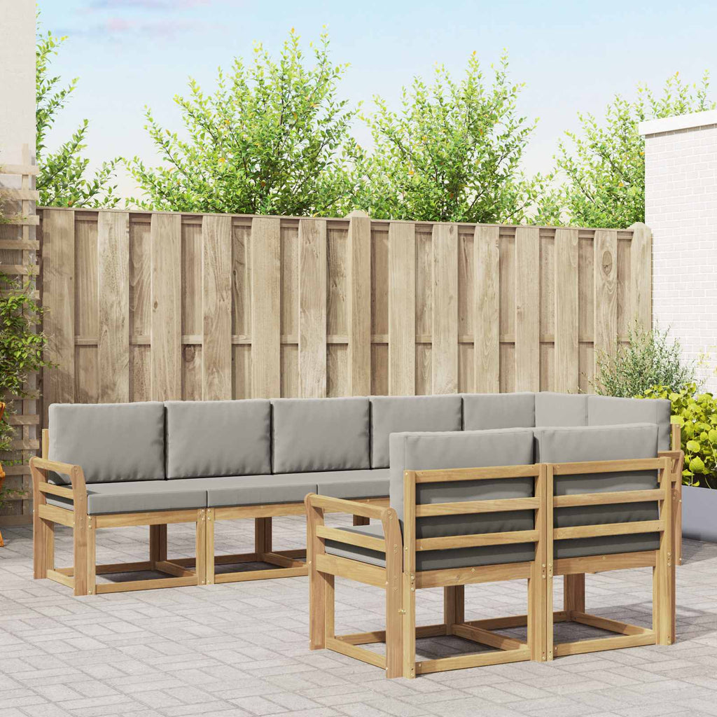 Outdoor-Sofagarnitur mit Kissen 8 pcs Weiß und Hellgrau