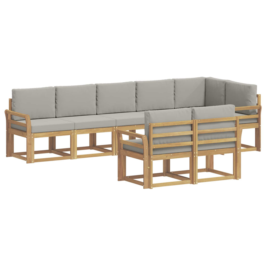 Outdoor-Sofagarnitur mit Kissen 8 pcs Weiß und Hellgrau