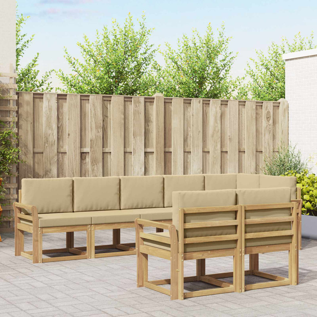 Outdoor-Sofagarnitur mit Kissen 8 pcs Weiß und Beige Polyester