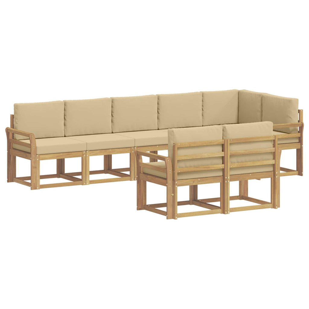 Outdoor-Sofagarnitur mit Kissen 8 pcs Weiß und Beige Polyester
