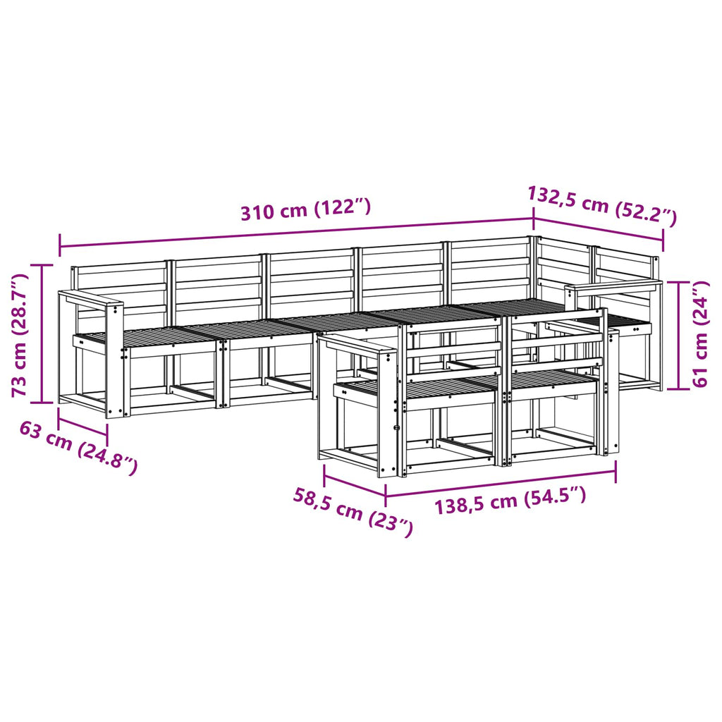 Outdoor-Sofagarnitur 8 pcs Weiß Massivholz Akazie