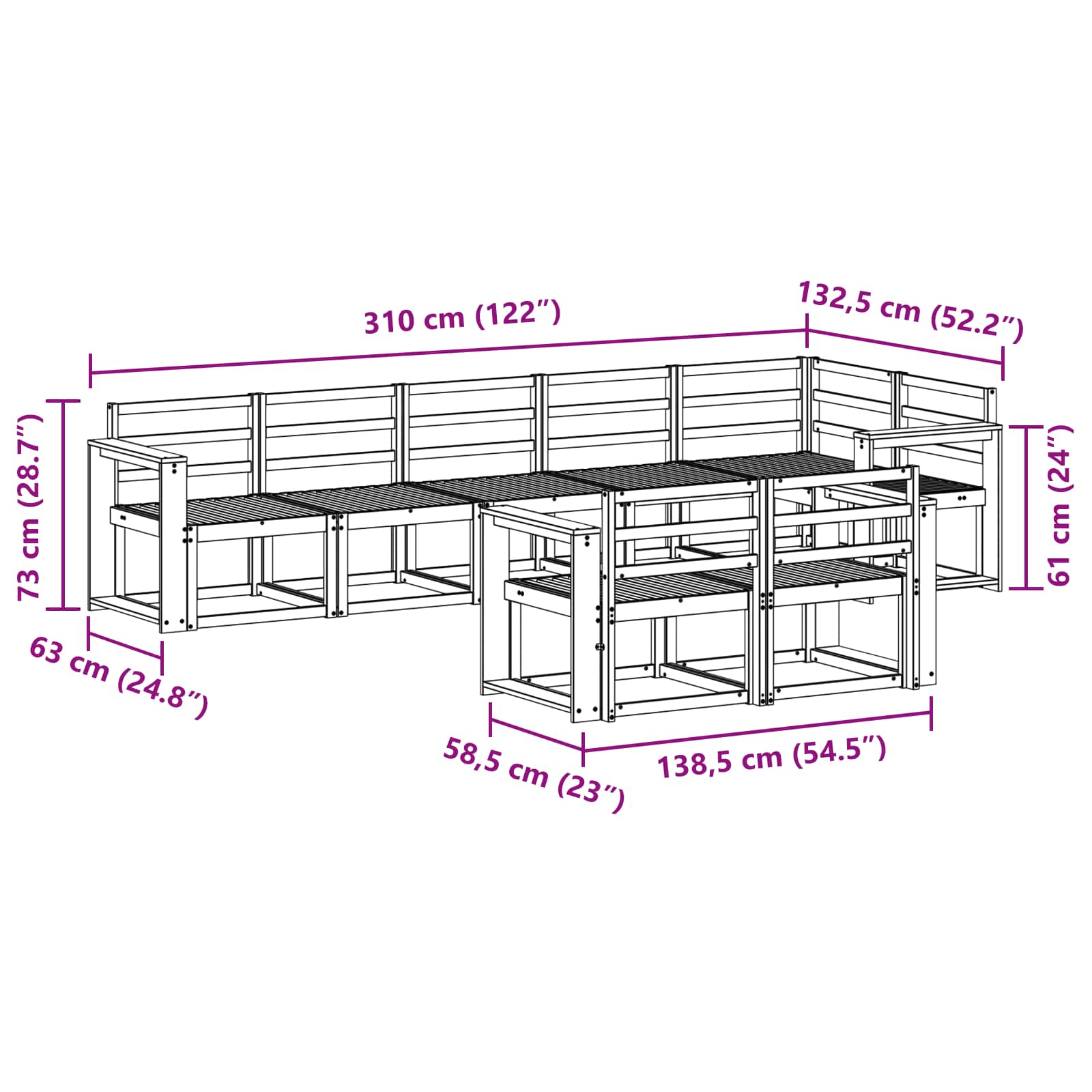 Outdoor-Sofagarnitur 8 pcs Weiß Massivholz Akazie