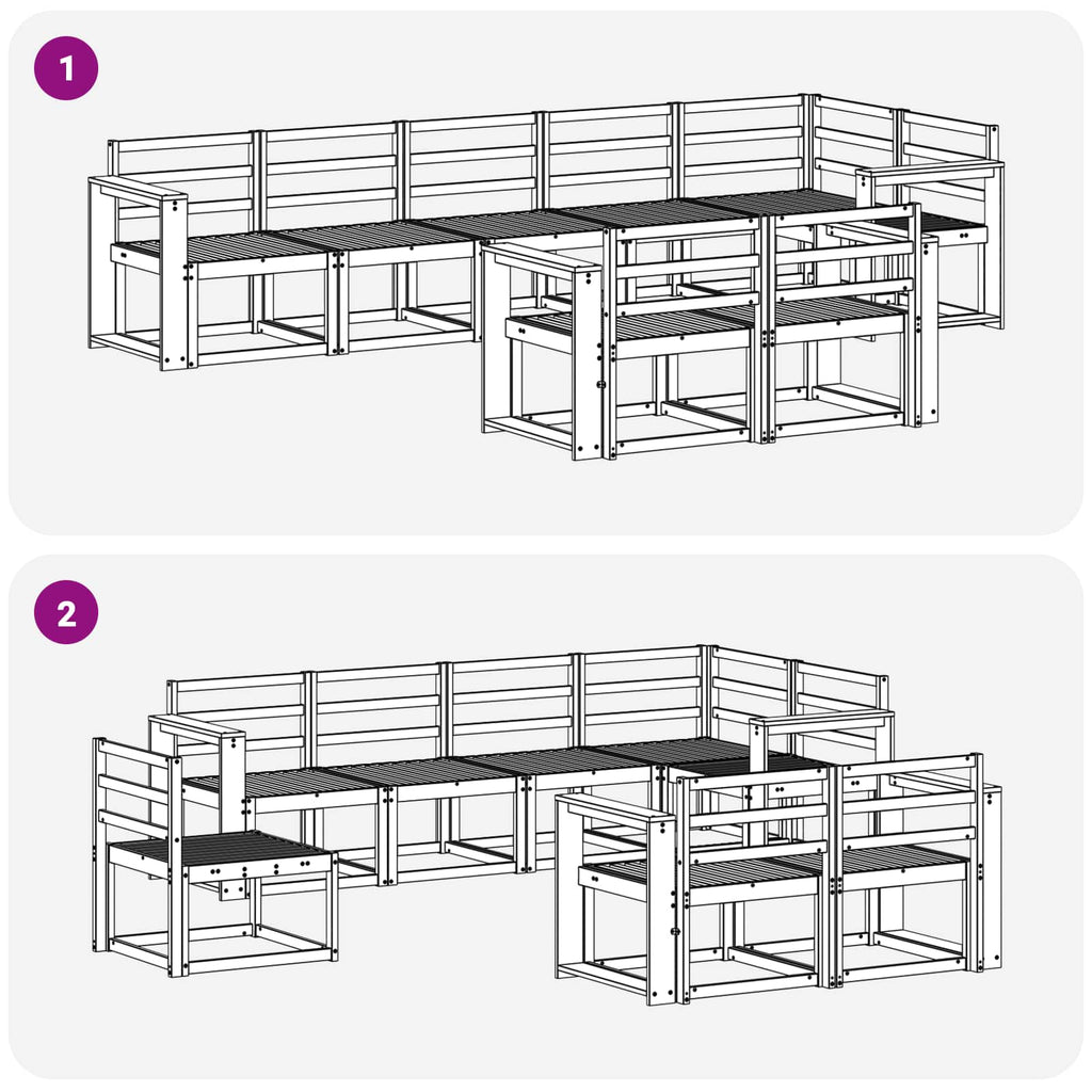Outdoor-Sofagarnitur 8 pcs Weiß Massivholz Akazie