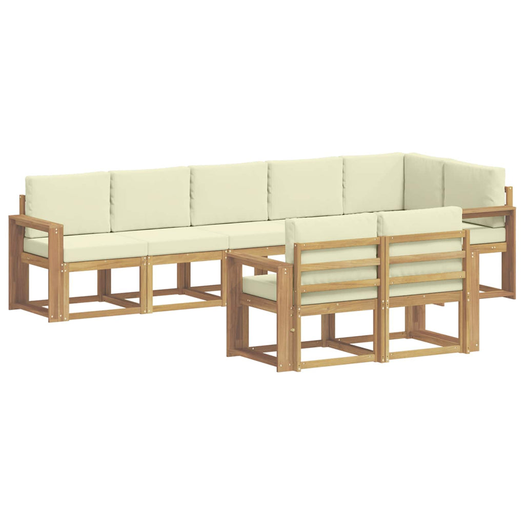 Outdoor-Sofagarnitur mit Kissen 8 pcs Weiß und Creme Polyester