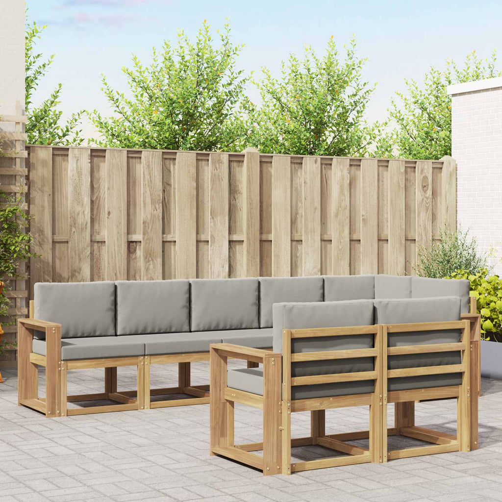 Outdoor-Sofagarnitur mit Kissen 8 pcs Weiß und Hellgrau