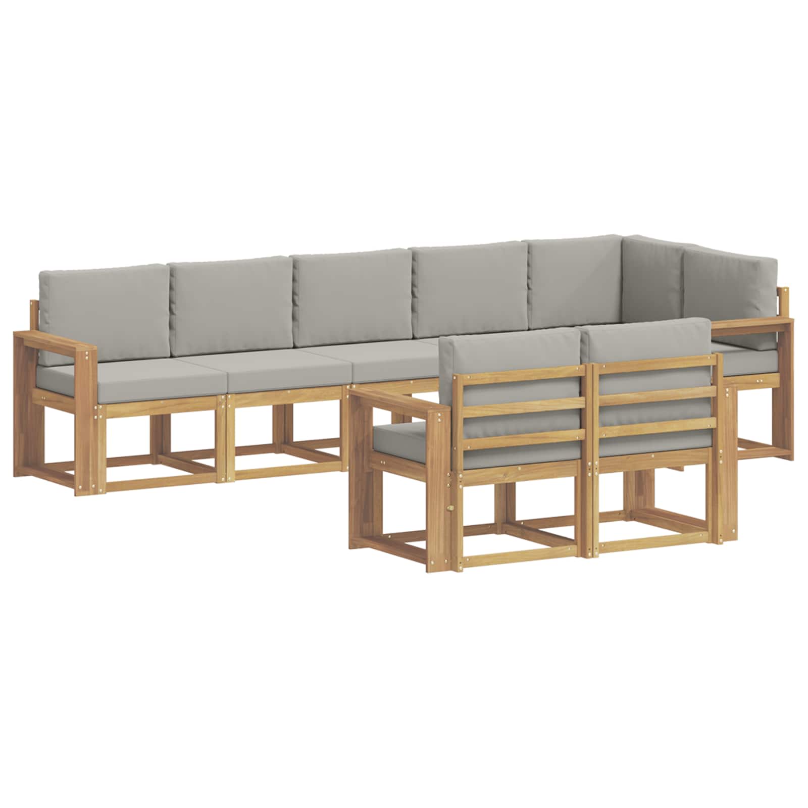 Outdoor-Sofagarnitur mit Kissen 8 pcs Weiß und Hellgrau