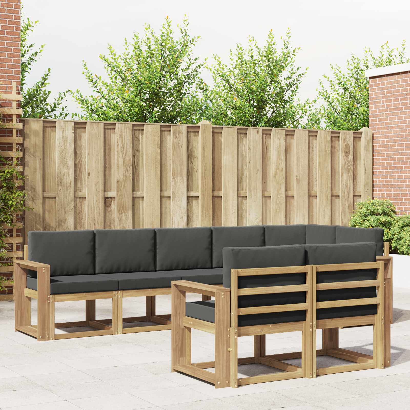 Outdoor-Sofagarnitur 8 pcs Weiß und Anthrazit Polyester