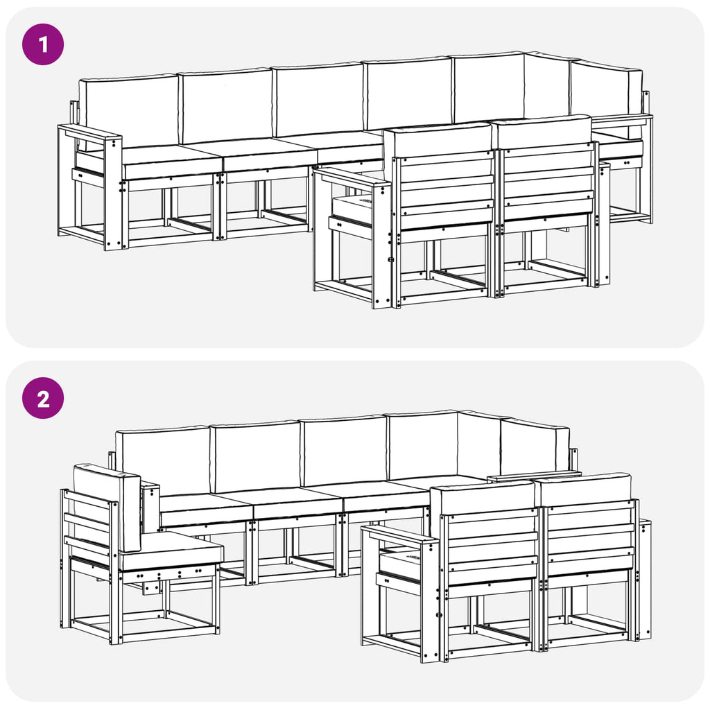 Outdoor-Sofagarnitur 8 pcs Weiß und Anthrazit Polyester