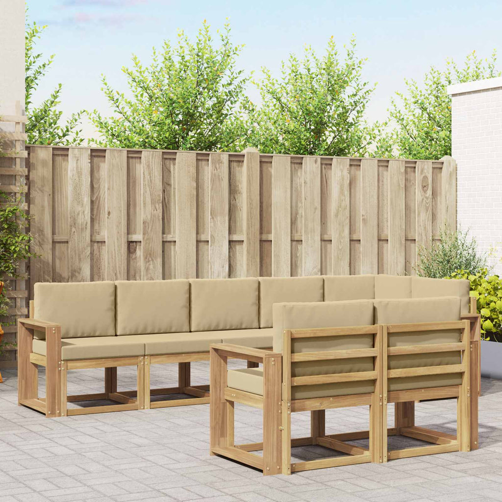 Outdoor-Sofagarnitur mit Kissen 8 pcs Weiß und Beige Polyester