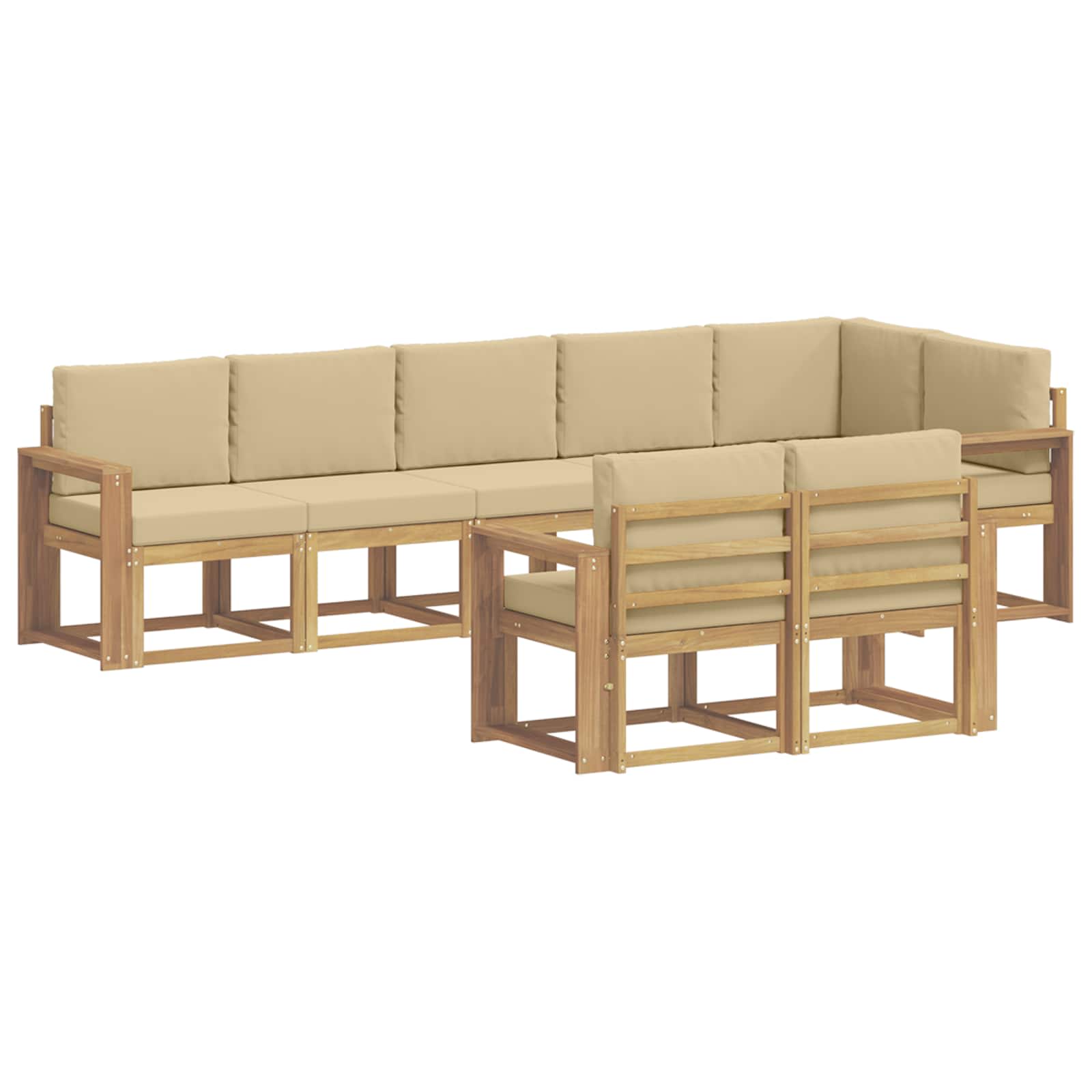 Outdoor-Sofagarnitur mit Kissen 8 pcs Weiß und Beige Polyester