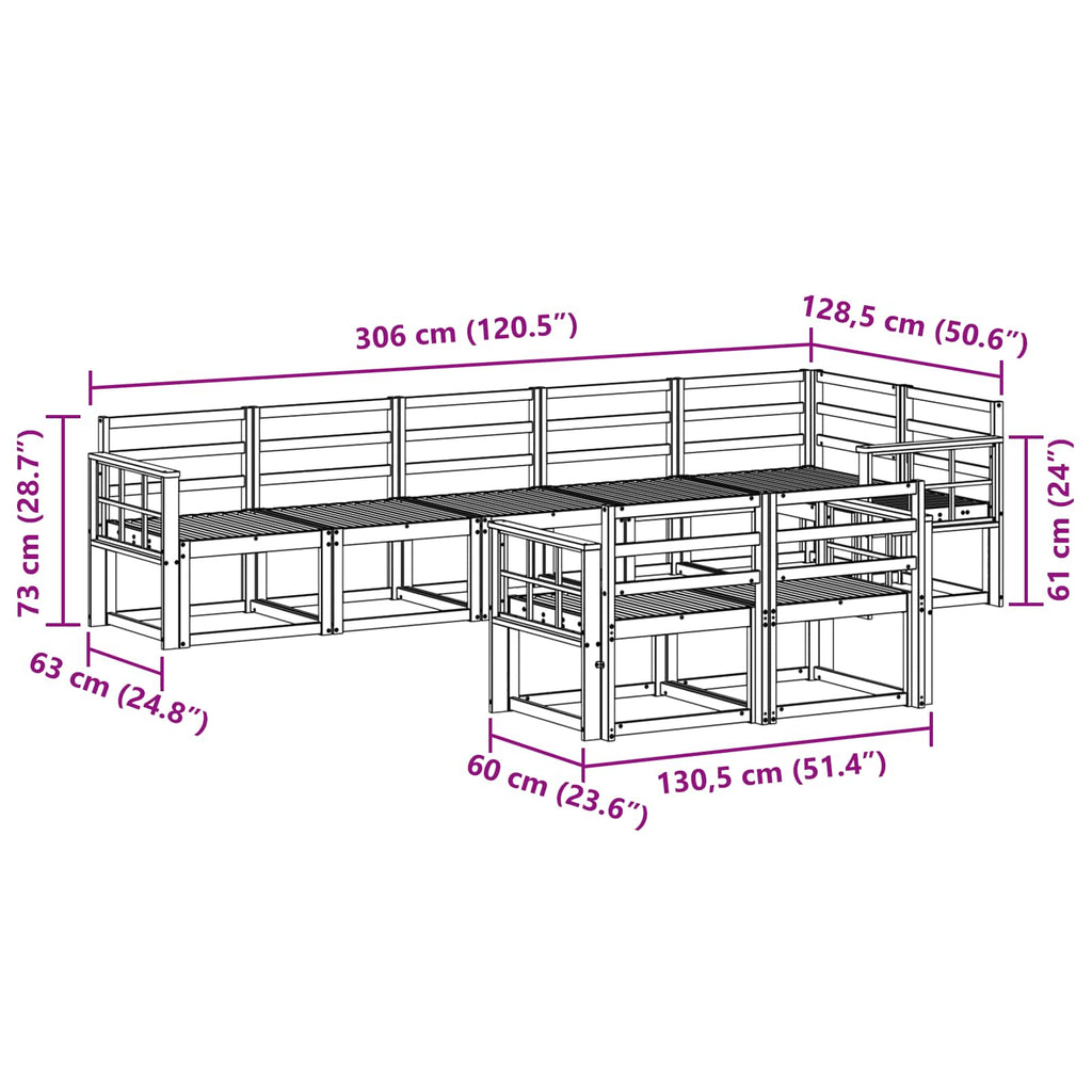 Outdoor-Sofagarnitur 8 pcs Weiß Massivholz Akazie