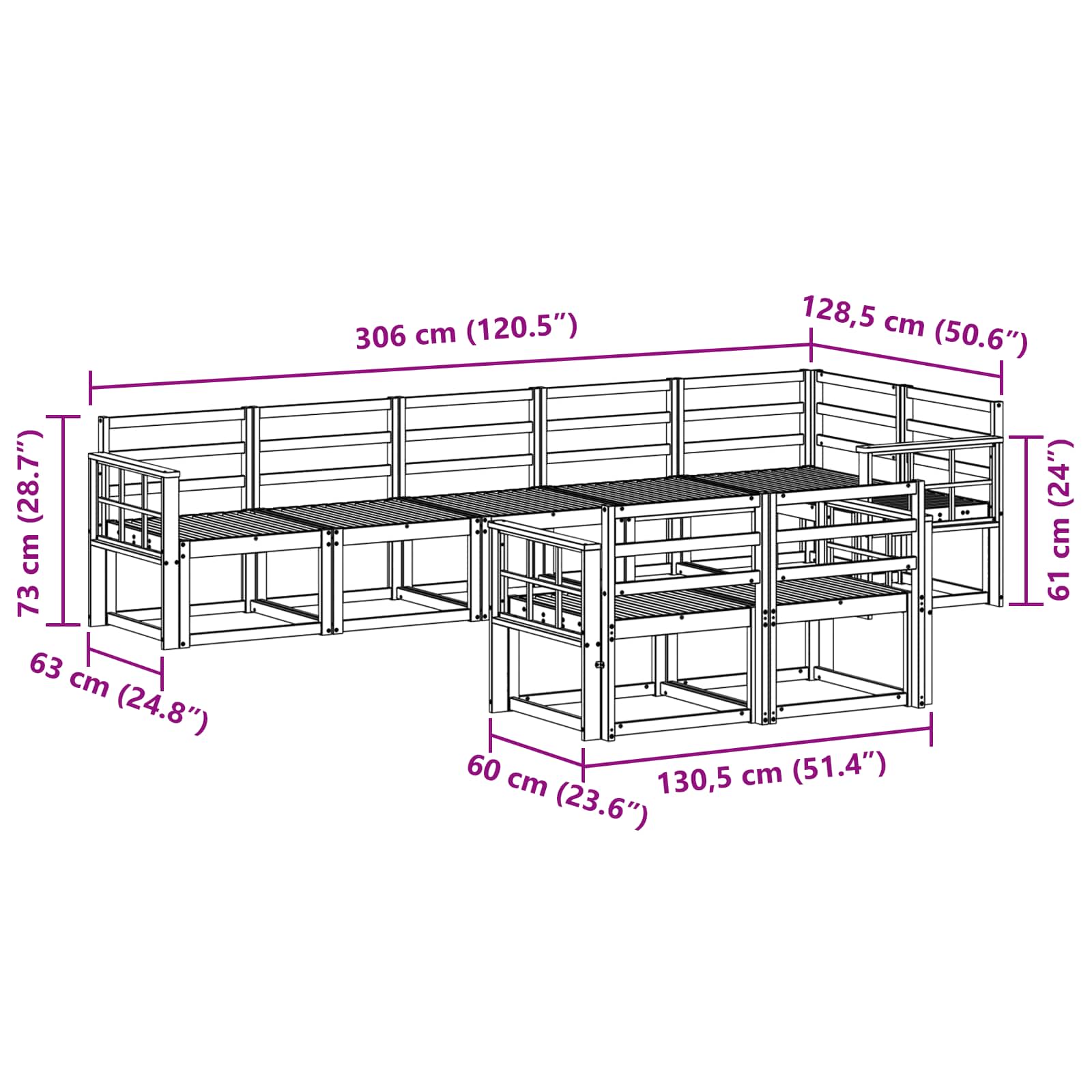 Outdoor-Sofagarnitur 8 pcs Weiß Massivholz Akazie