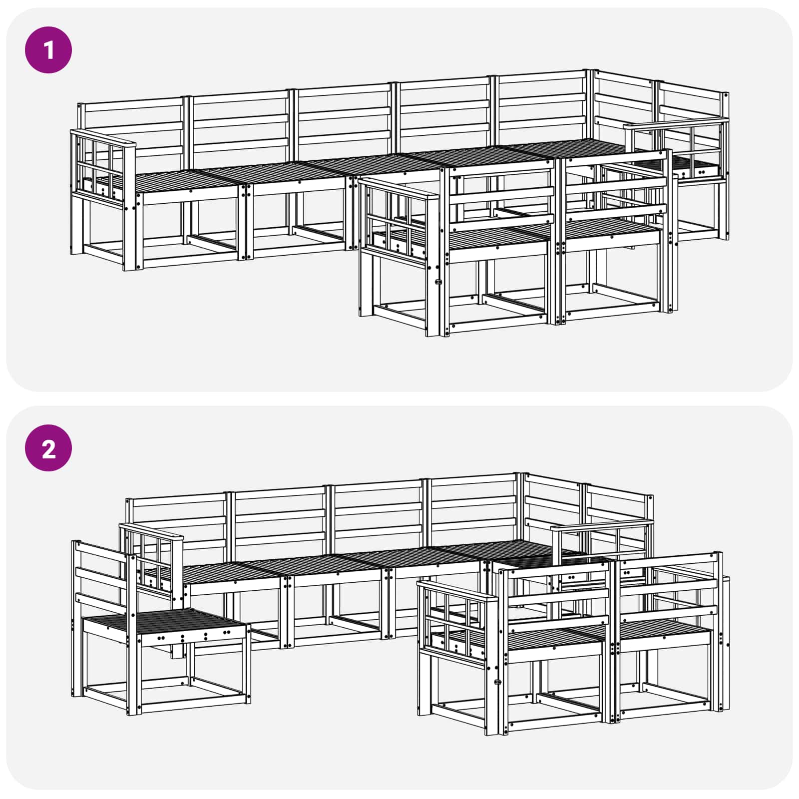 Outdoor-Sofagarnitur 8 pcs Weiß Massivholz Akazie