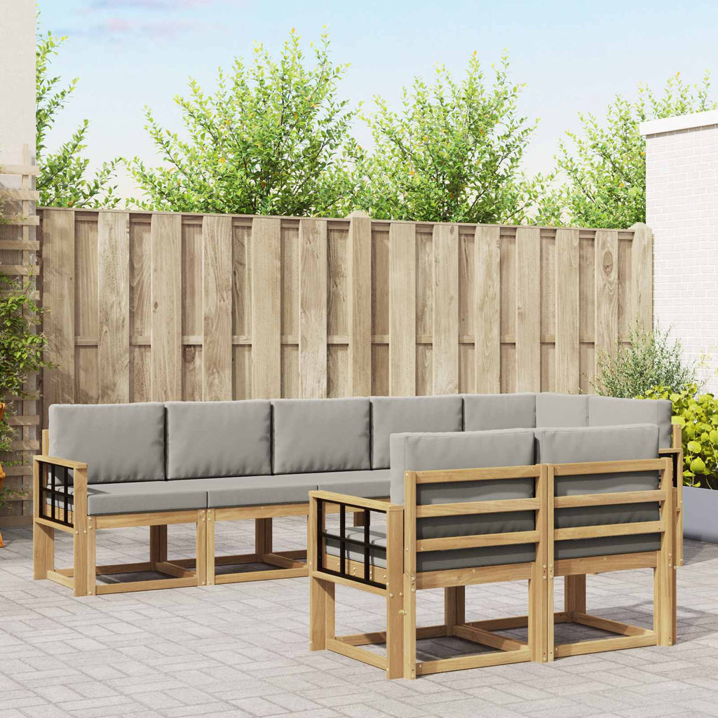 Outdoor-Sofagarnitur mit Kissen 8 pcs Weiß und Hellgrau